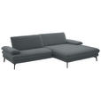 ECKSOFA  in Chenille, Flachgewebe Dunkelgrau  284/180 cm  - Dunkelgrau/Schwarz, Design, Textil/Metall (284/180cm) - Dieter Knoll