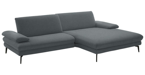 ECKSOFA  in Chenille, Flachgewebe Dunkelgrau  284/180 cm  - Dunkelgrau/Schwarz, Design, Textil/Metall (284/180cm) - Dieter Knoll