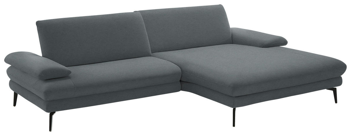 ECKSOFA Chenille, Flachgewebe Dunkelgrau  - Dunkelgrau/Schwarz, Design, Textil/Metall (284/180cm) - Dieter Knoll