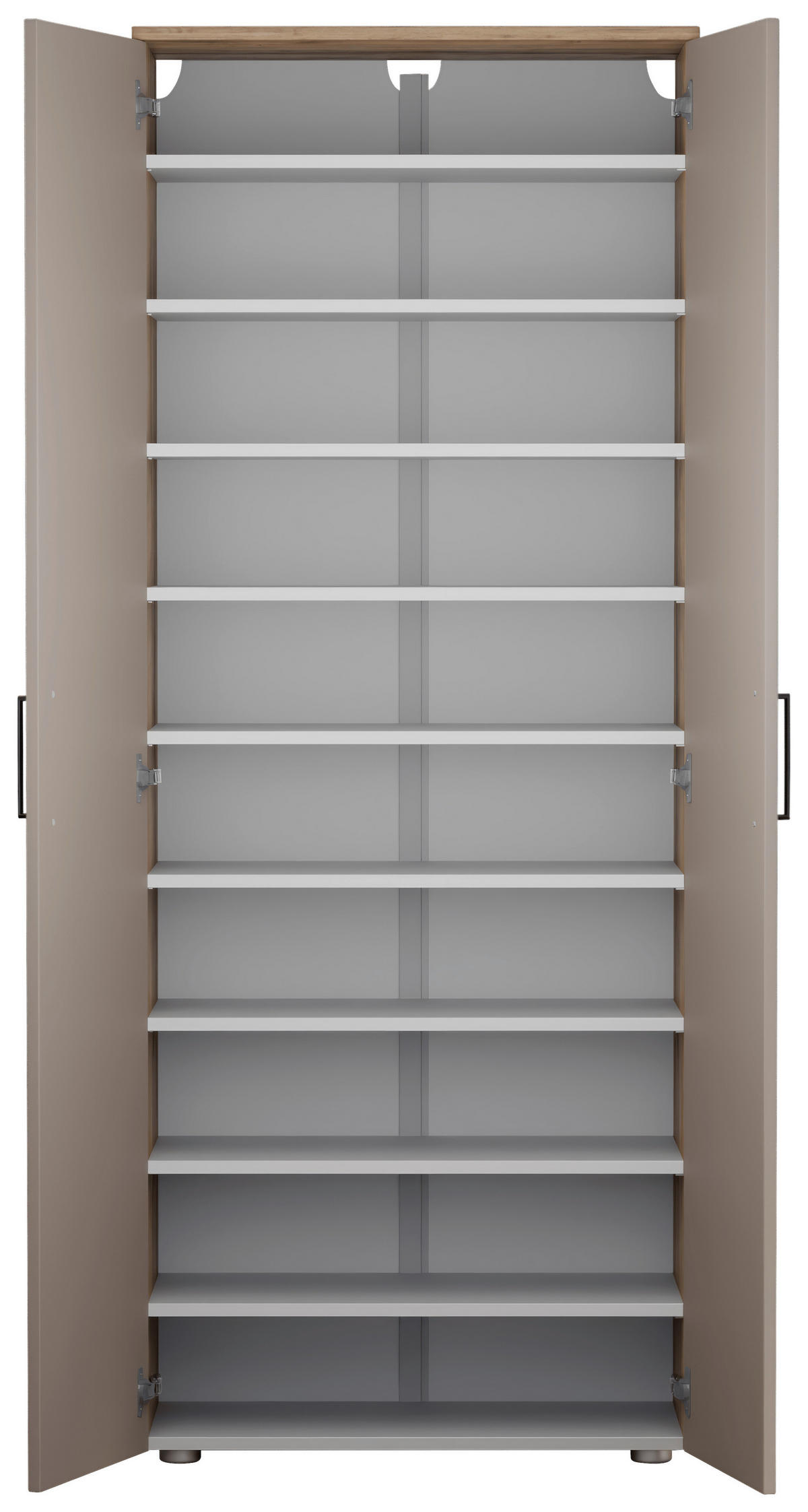 SCHUHSCHRANK  in 80/200/38 cm  - Eichefarben/Silberfarben, Basics, Holzwerkstoff/Kunststoff (80/200/38cm) - Moderano