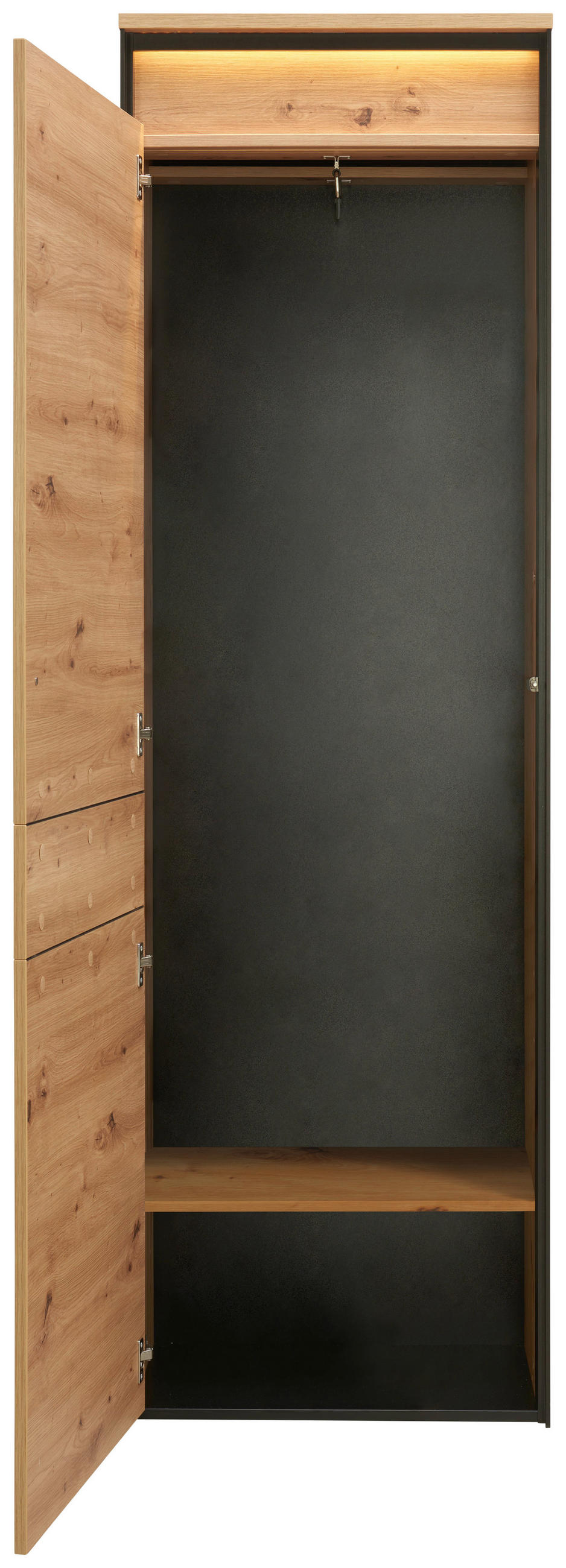 GARDEROBENSCHRANK  in 60/200/38 cm  - Schwarz/Eiche Artisan, Design, Holzwerkstoff (60/200/38cm) - Voleo
