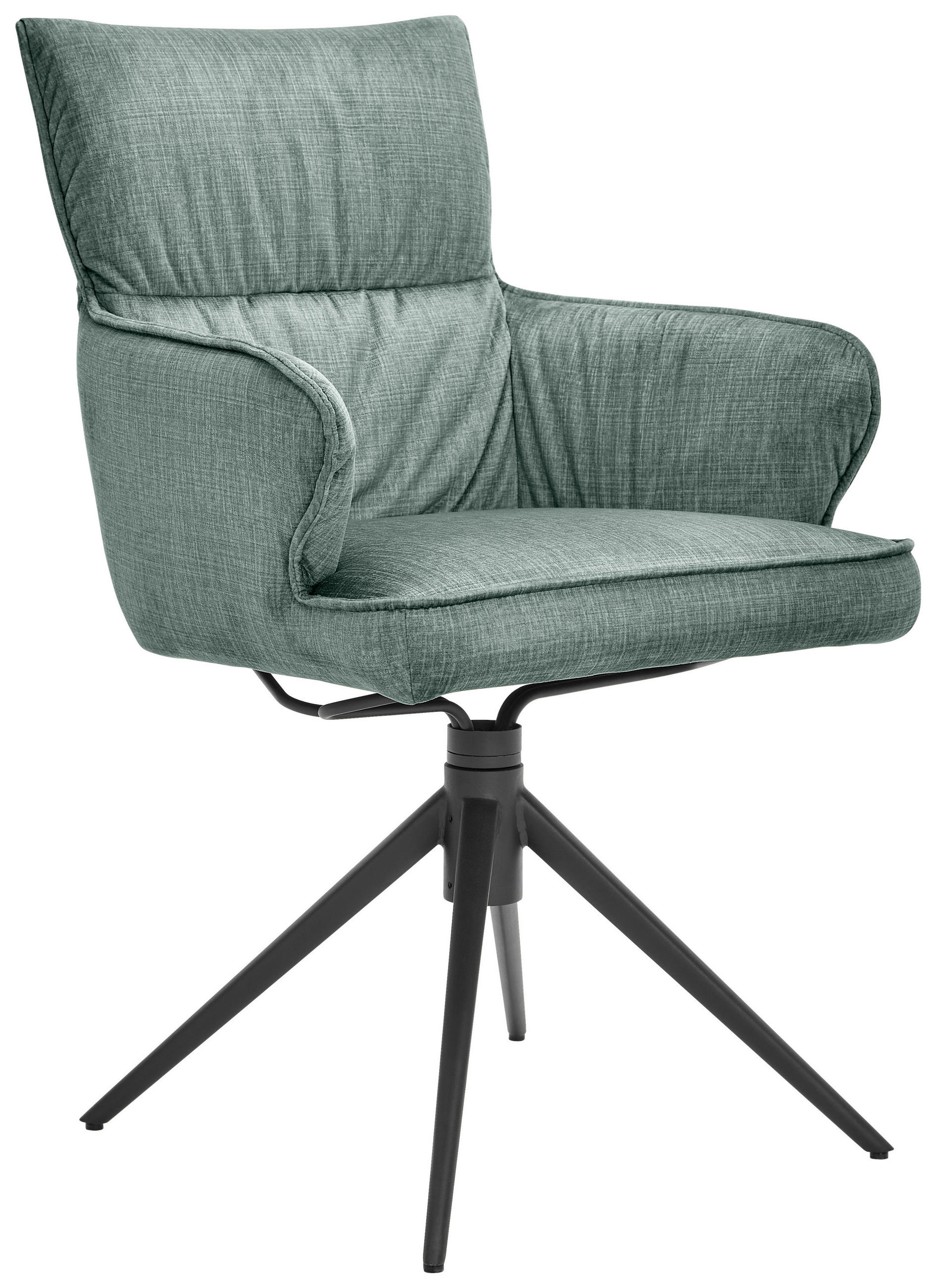 ARMLEHNSTUHL  Typenauswahl, Wippfunktion, Sitzfläche 360° drehbar, automatische Rückholfunktion Velours  Salbeigrün  - Salbeigrün/Schwarz, Design, Textil/Metall (58/91/62cm) - Dieter Knoll