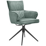 ARMLEHNSTUHL  Typenauswahl, Wippfunktion, Sitzfläche 360° drehbar, automatische Rückholfunktion Velours  Salbeigrün  - Salbeigrün/Schwarz, Design, Textil/Metall (58/91/62cm) - Dieter Knoll