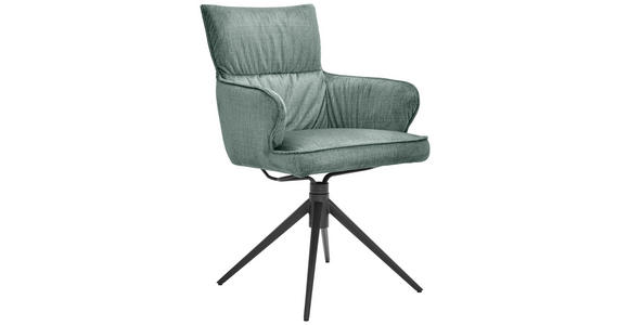 ARMLEHNSTUHL  Typenauswahl, Wippfunktion, Sitzfläche 360° drehbar, automatische Rückholfunktion Velours  Salbeigrün  - Salbeigrün/Schwarz, Design, Textil/Metall (58/91/62cm) - Dieter Knoll