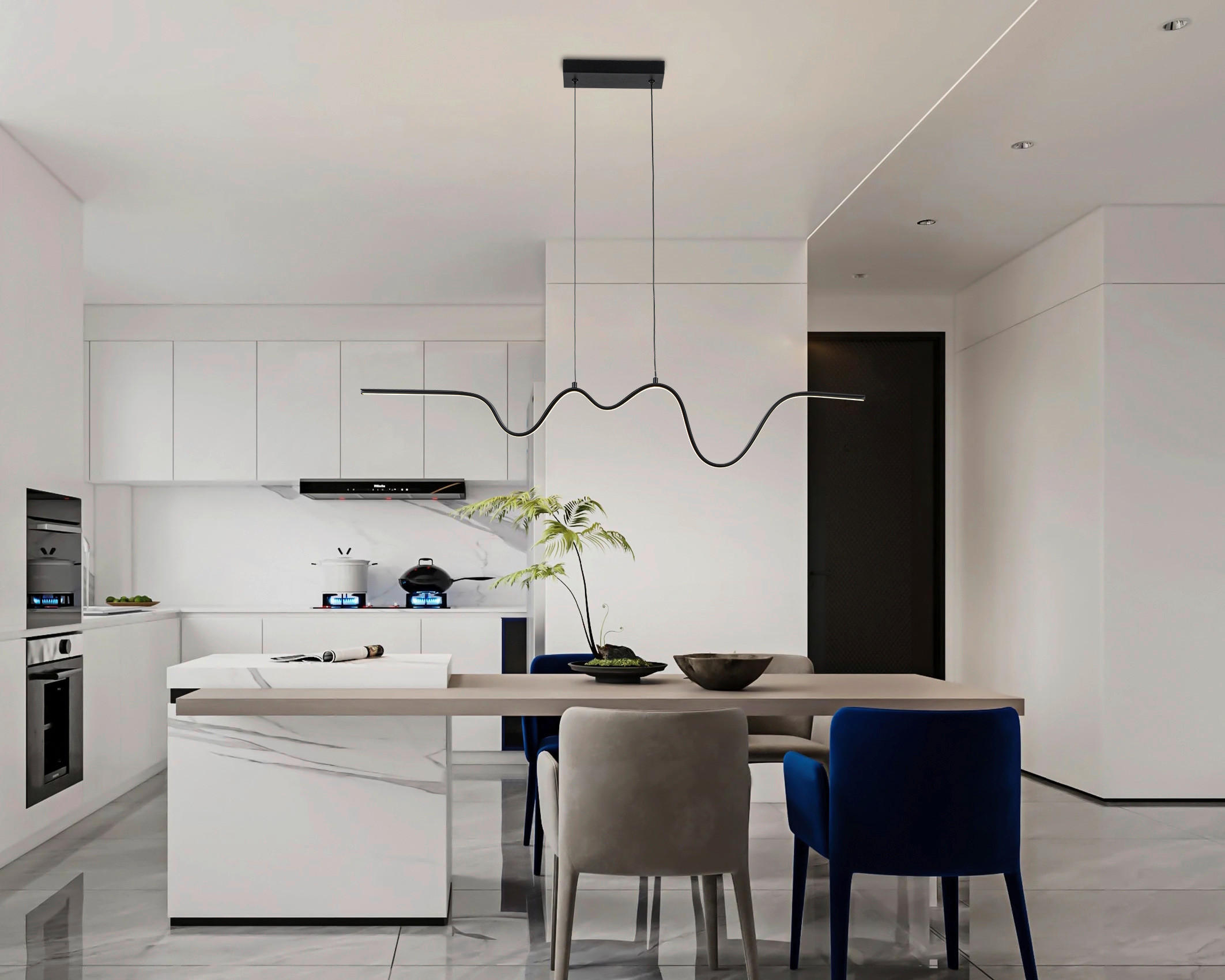 HÄNGELEUCHTE 100/8/120 cm   - Schwarz, Trend, Kunststoff/Metall (100/8/120cm) - Collet's Monde