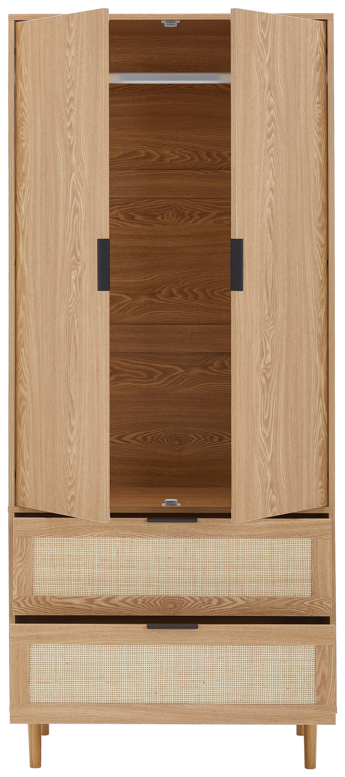 GARDEROBENSCHRANK  in 80/190/40 cm  - Schwarz/Naturfarben, Natur, Holz/Holzwerkstoff (80/190/40cm) - MID.YOU