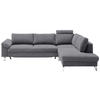ECKSOFA in Velours Grau  - Chromfarben/Grau, Design, Textil/Metall (281/200cm) - Pure Home Lifestyle