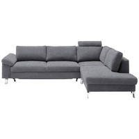 ECKSOFA in Velours Grau  - Chromfarben/Grau, Design, Textil/Metall (281/200cm) - Pure Home Lifestyle