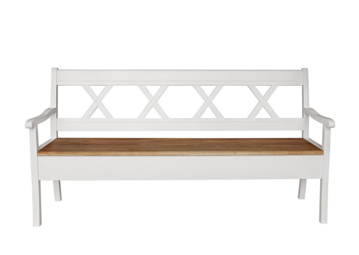 SITZBANK 180/0/0 cm Weiß Kiefer massiv  - Eichefarben/Weiß, Design, Holz (180/0/0cm) - Livetastic