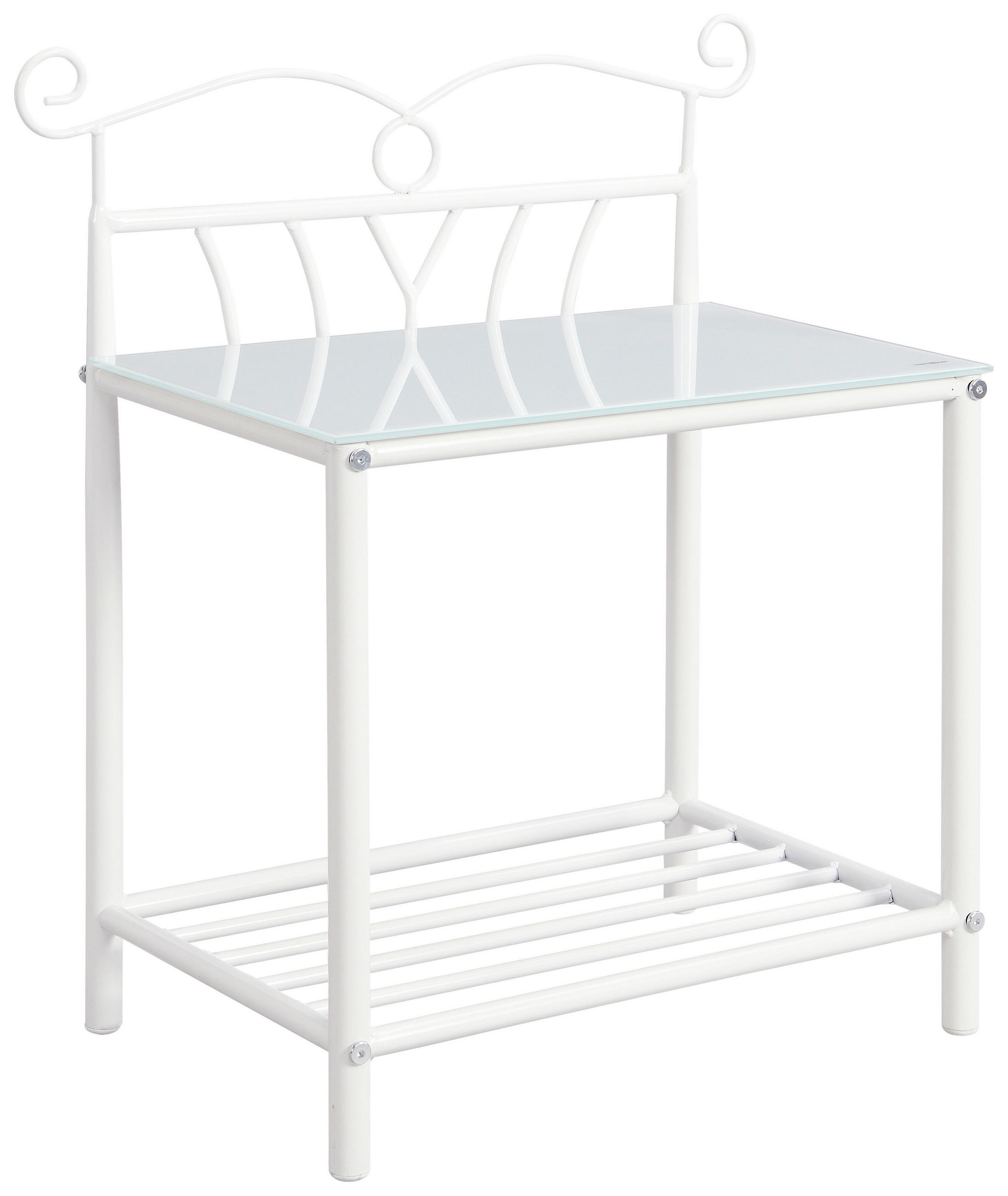 NOČNÍ STOLEK K POSTELI, čiré, bílá, 53/60/30 cm - bílá/čiré, Basics, kov/sklo (53/60/30cm) - Carryhome