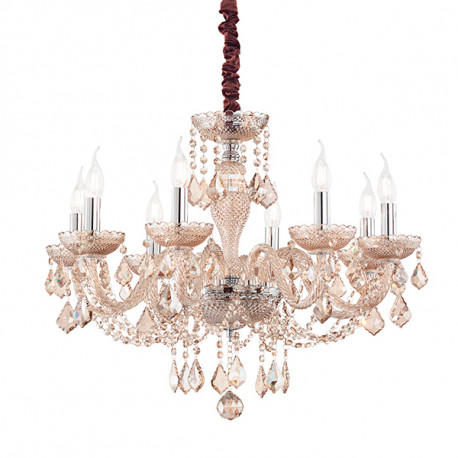 KRONLEUCHTER 78/71-176 cm   - Bernsteinfarben, KONVENTIONELL, Glas/Metall (78/71-176cm) - Ideal Lux