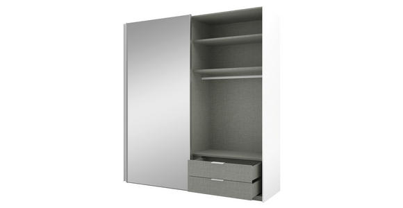 SCHWEBETÜRENSCHRANK 200/223/69 cm 2-türig Weiß - Alufarben/Weiß, KONVENTIONELL, Glas/Holzwerkstoff (200/223/69cm) - Novel