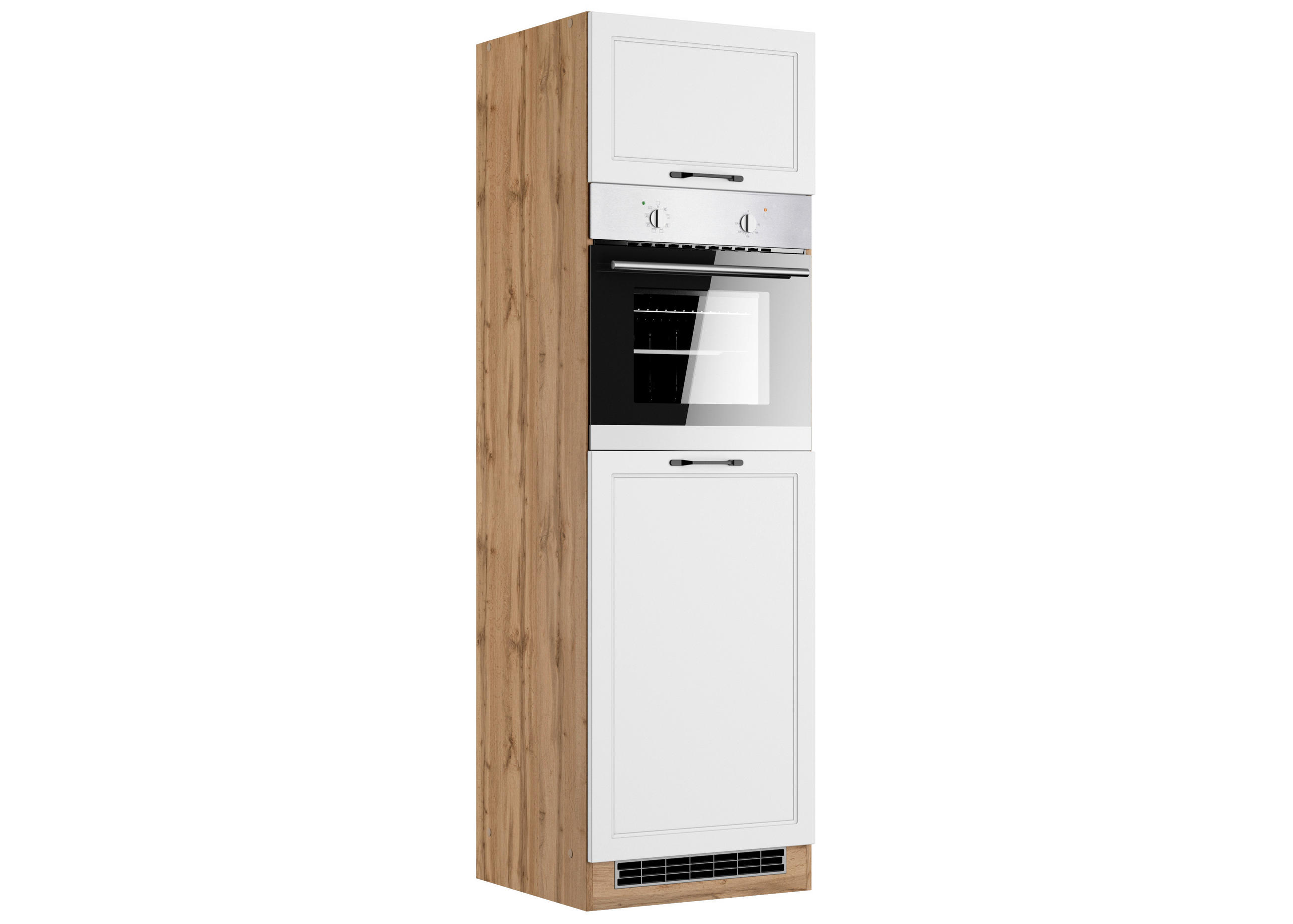 Geräteumbauschrank Meran B: 60 cm Weiß/Eiche Dekor