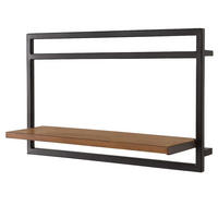 WANDBOARD Akazie massiv Schwarz, Akaziefarben  - Schwarz/Akaziefarben, Trend, Holz/Metall (40/40/18,5cm) - home24