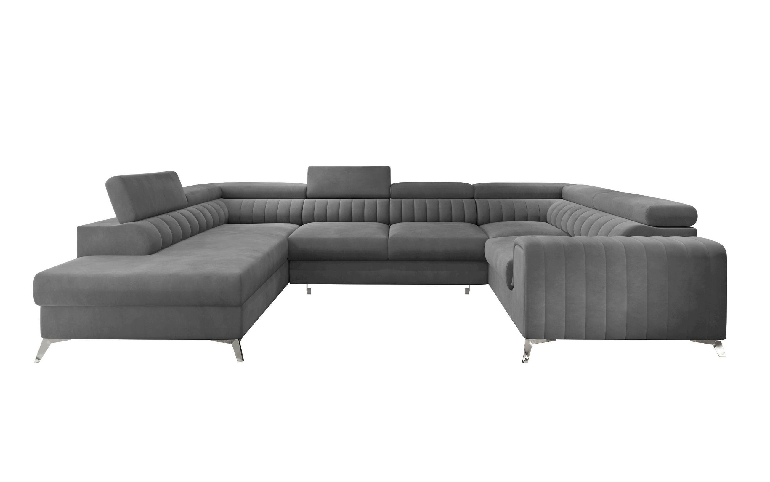 WOHNLANDSCHAFT in Samt Grau  - Silberfarben/Grau, Design, Kunststoff/Textil (202/347/202cm) - MID.YOU