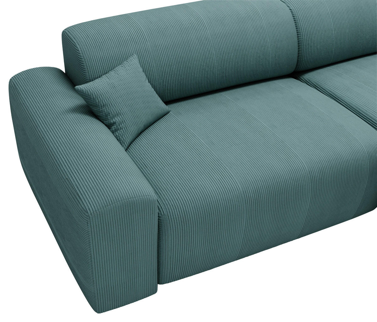 ECKSOFA in Velours, Feincord Salbeigrün  - Salbeigrün/Schwarz, Design, Kunststoff/Textil (292/178cm) - Livetastic