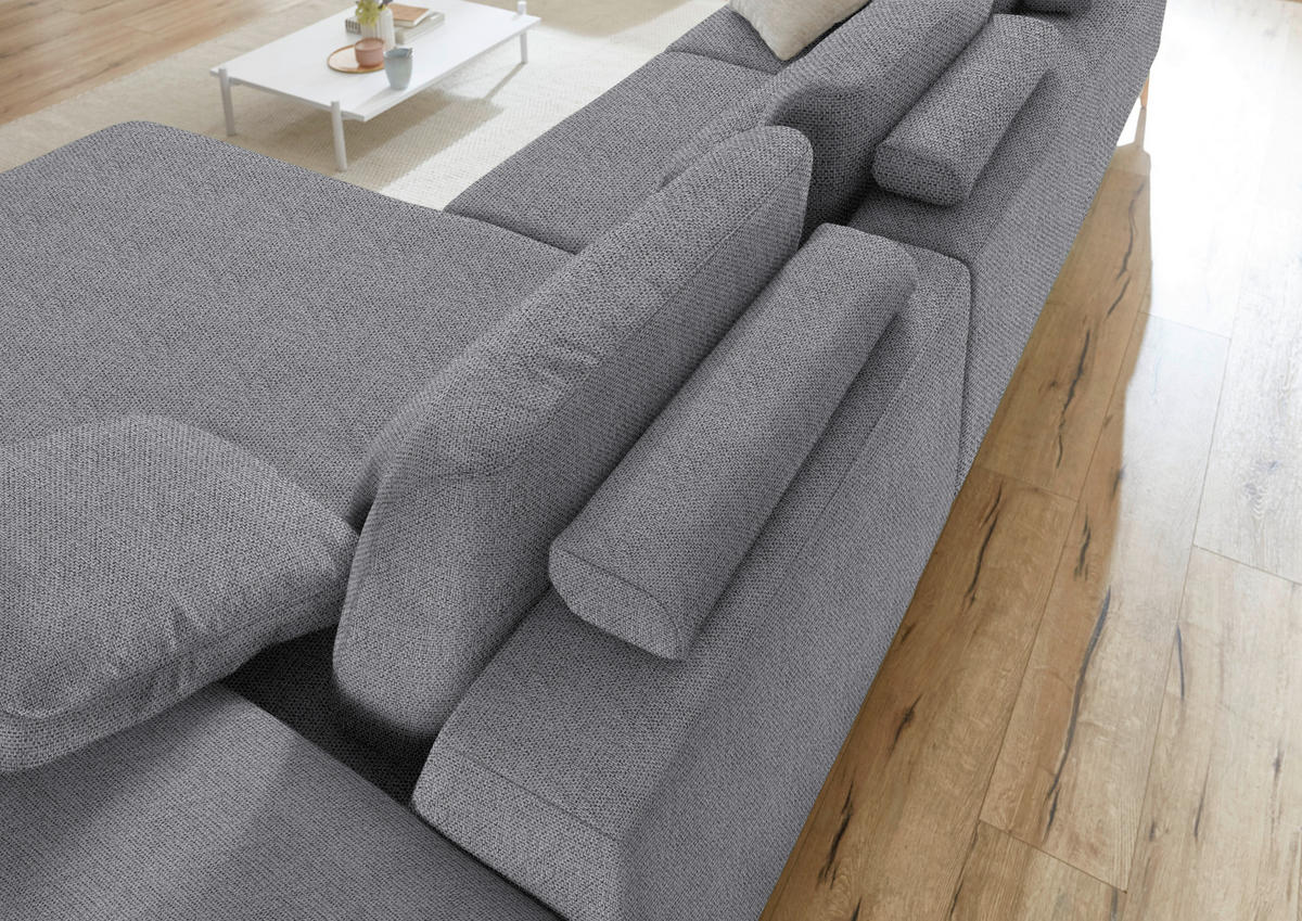 ECKSOFA in Flachgewebe Grau  334/193 cm  - Wildeiche/Grau, Design, Holz/Textil (334/193cm) - Niels Andersson