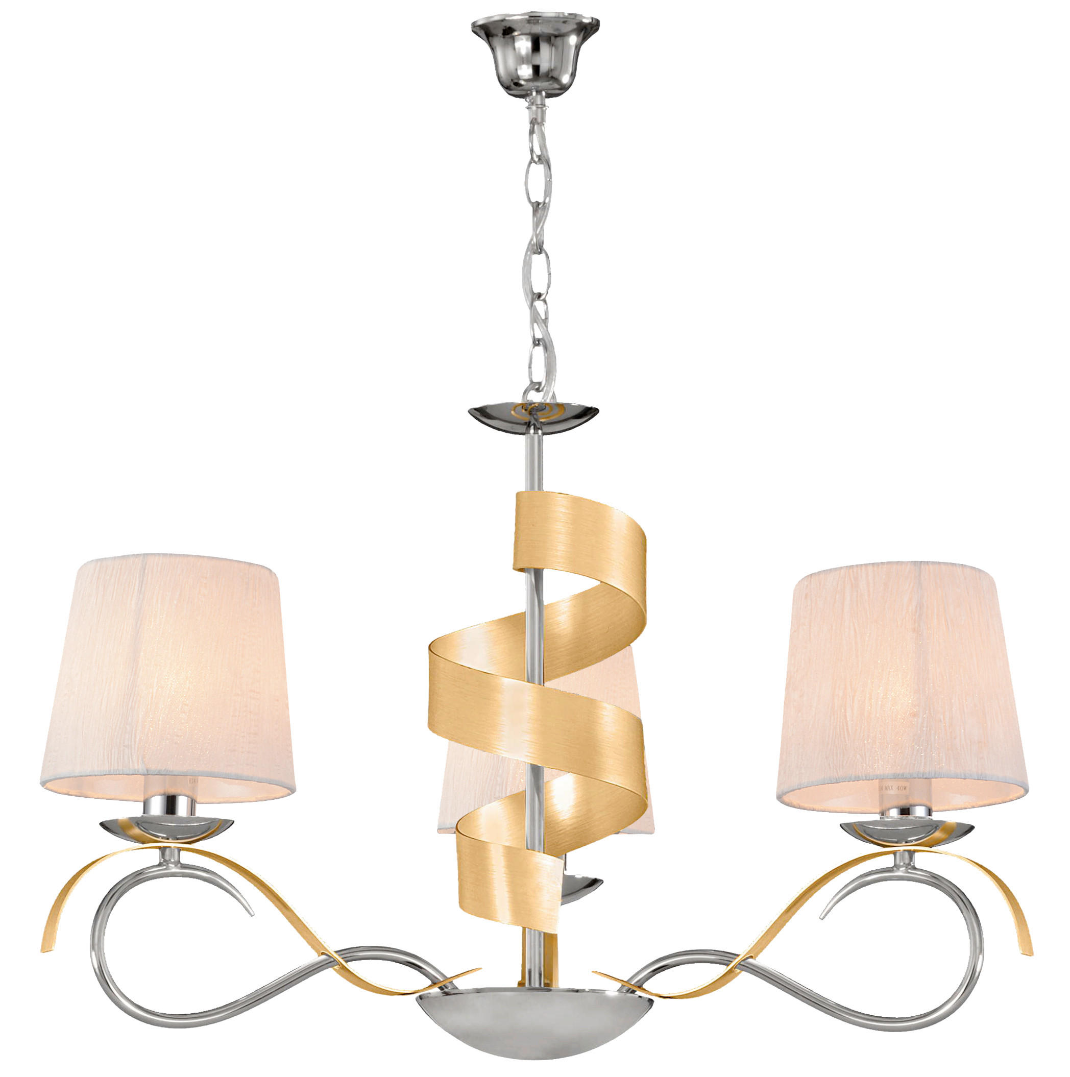 XXXLutz Pendelleuchte Denis Gold, Chrom 68x100x68 cm