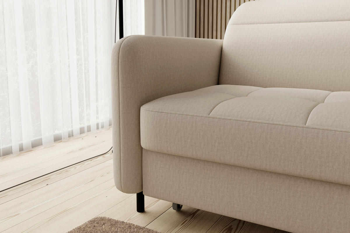 ECKSOFA in Velours Creme  228/165 cm  - Creme/Schwarz, Design, Textil/Metall (228/165cm) - MID.YOU