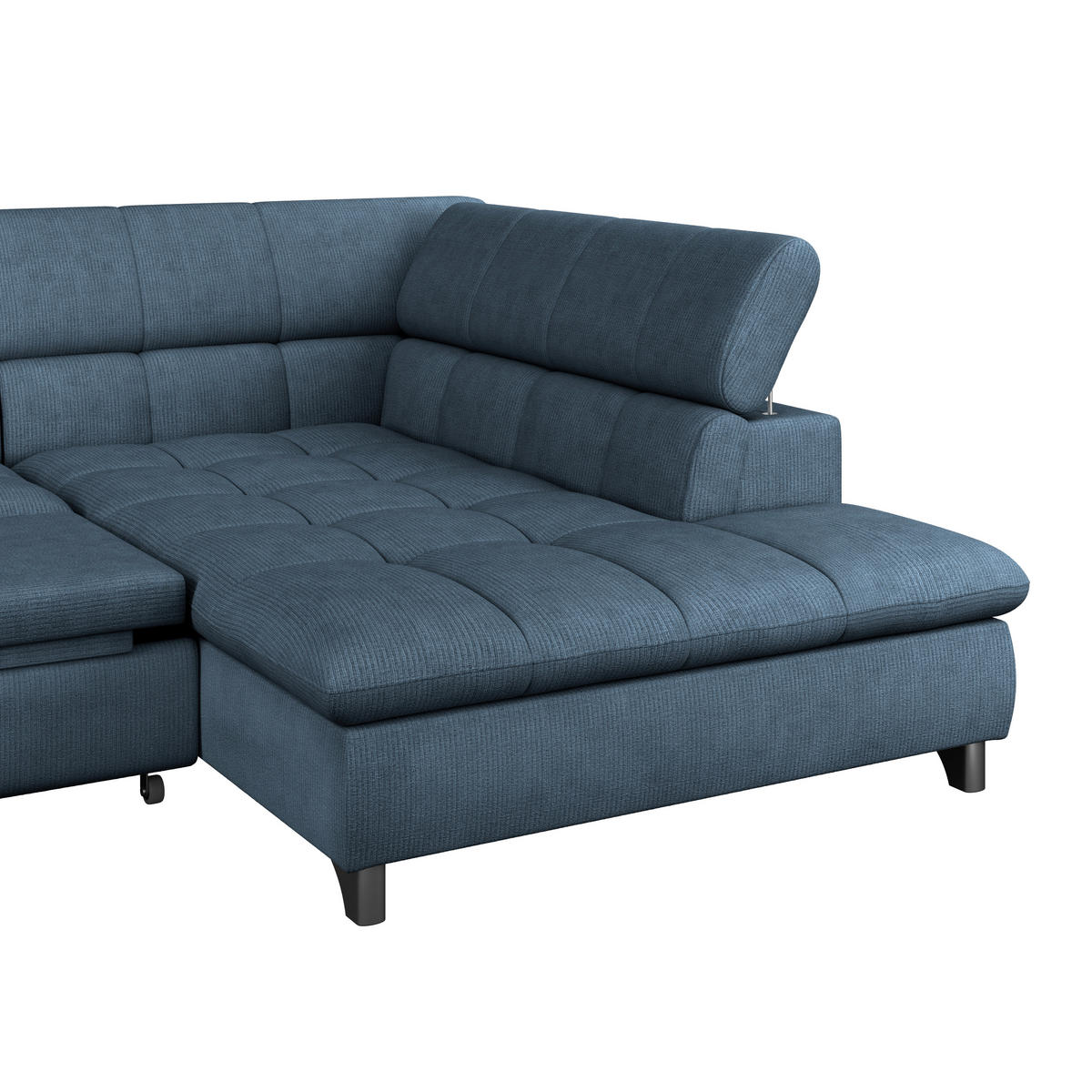 ECKSOFA Dunkelblau Chenille  - Chromfarben/Dunkelblau, KONVENTIONELL, Textil/Metall (312/234cm) - Livetastic