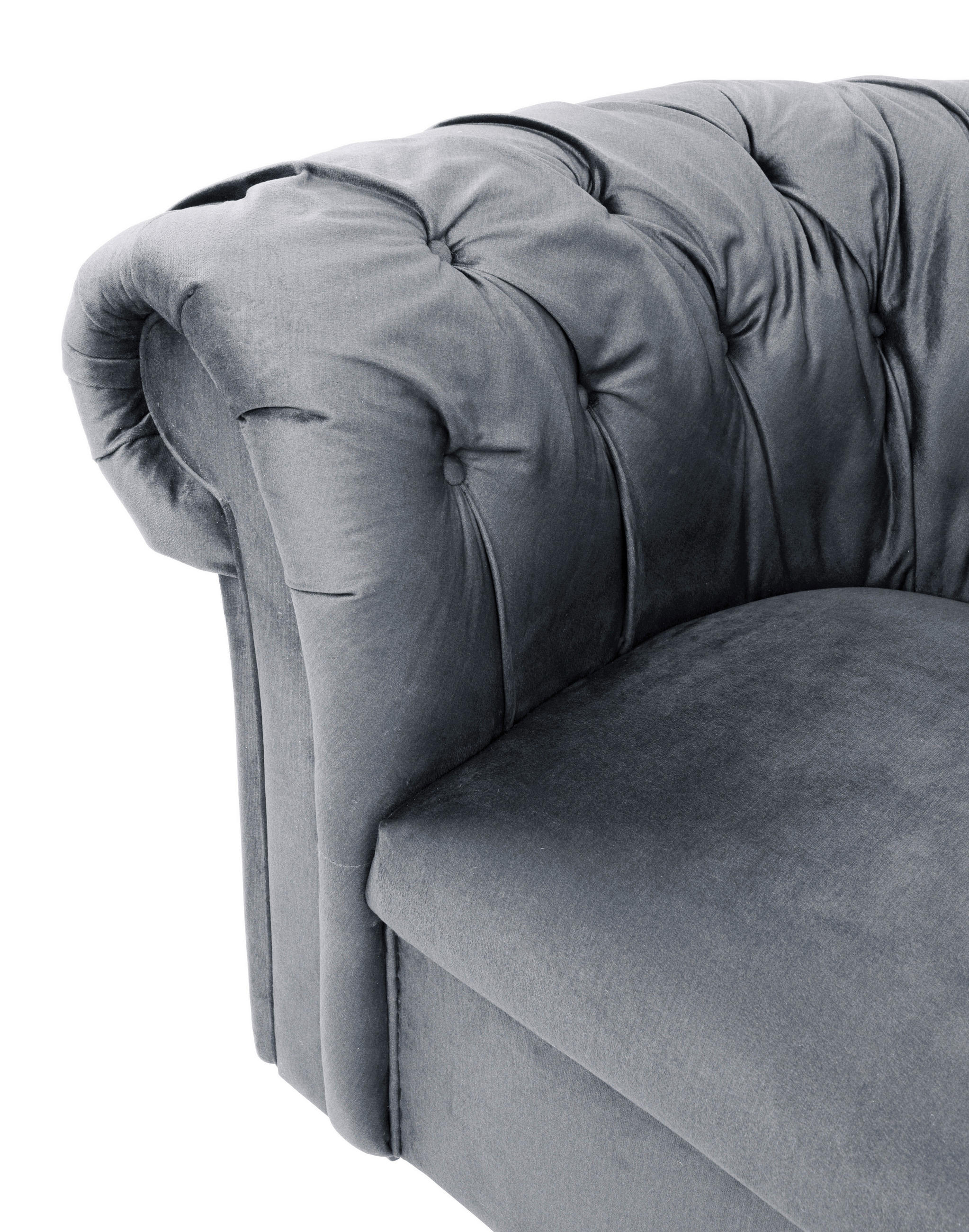 CHESTERFIELD-SESSEL - Schwarz/Grau, Design, Holz/Textil (114/78/91cm) - MID.YOU