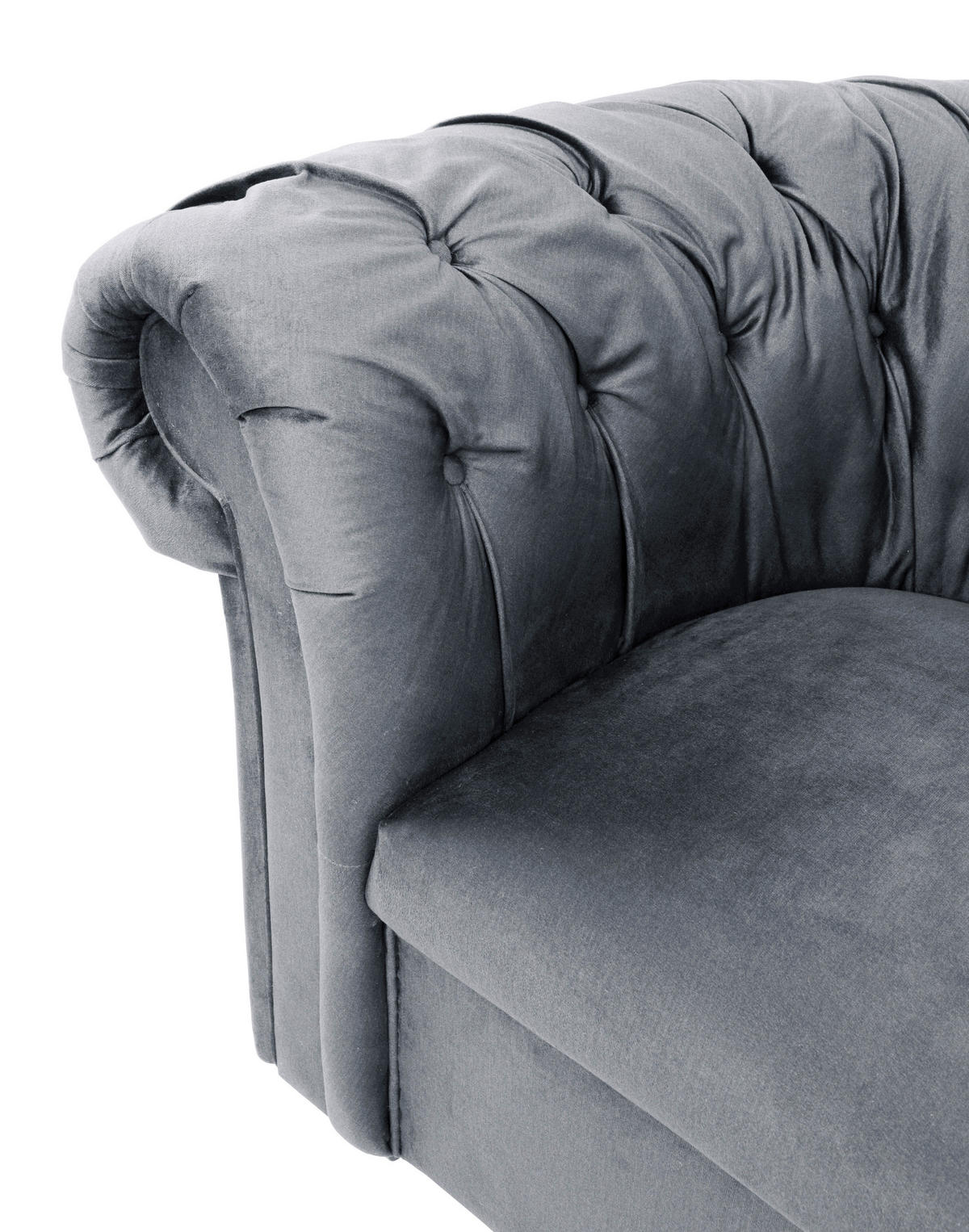 CHESTERFIELD-SESSEL Velours Grau    - Schwarz/Grau, Design, Holz/Textil (114/78/91cm) - MID.YOU