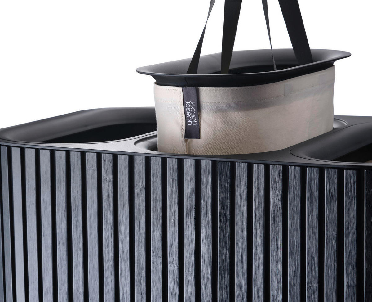 WÄSCHESAMMLER - Schwarz, Basics, Leder/Naturmaterialien (60,8/73,5/40,6cm) - Joseph Joseph