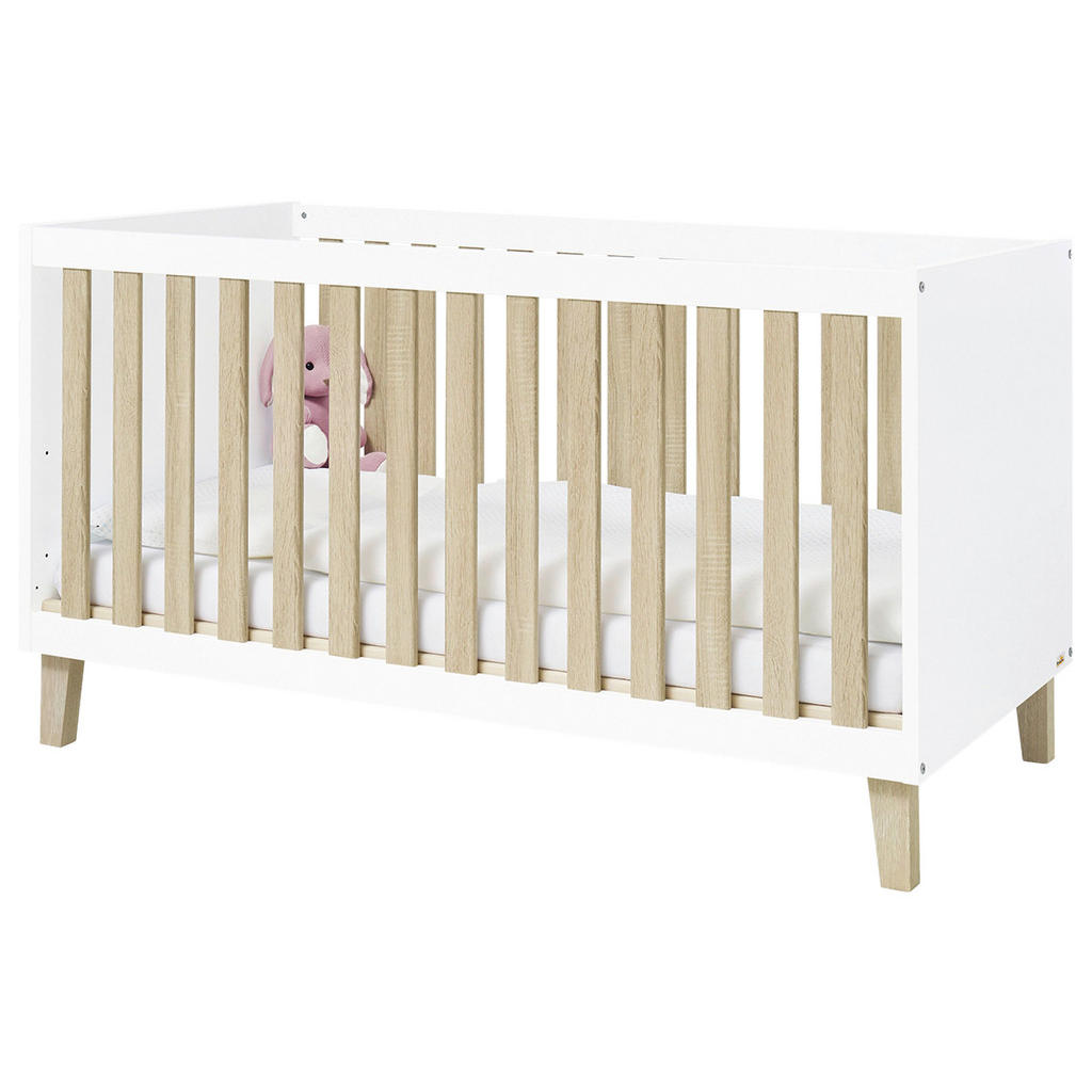 Gitterbett Weiß/Eiche