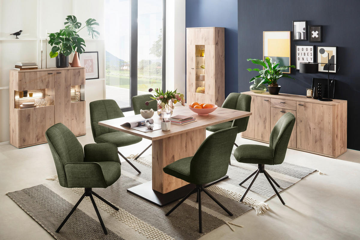 HIGHBOARD Asmara  in 119/120/37 cm  - Eichefarben/Anthrazit, Design, Glas/Holzwerkstoff (119/120/37cm) - MID.YOU