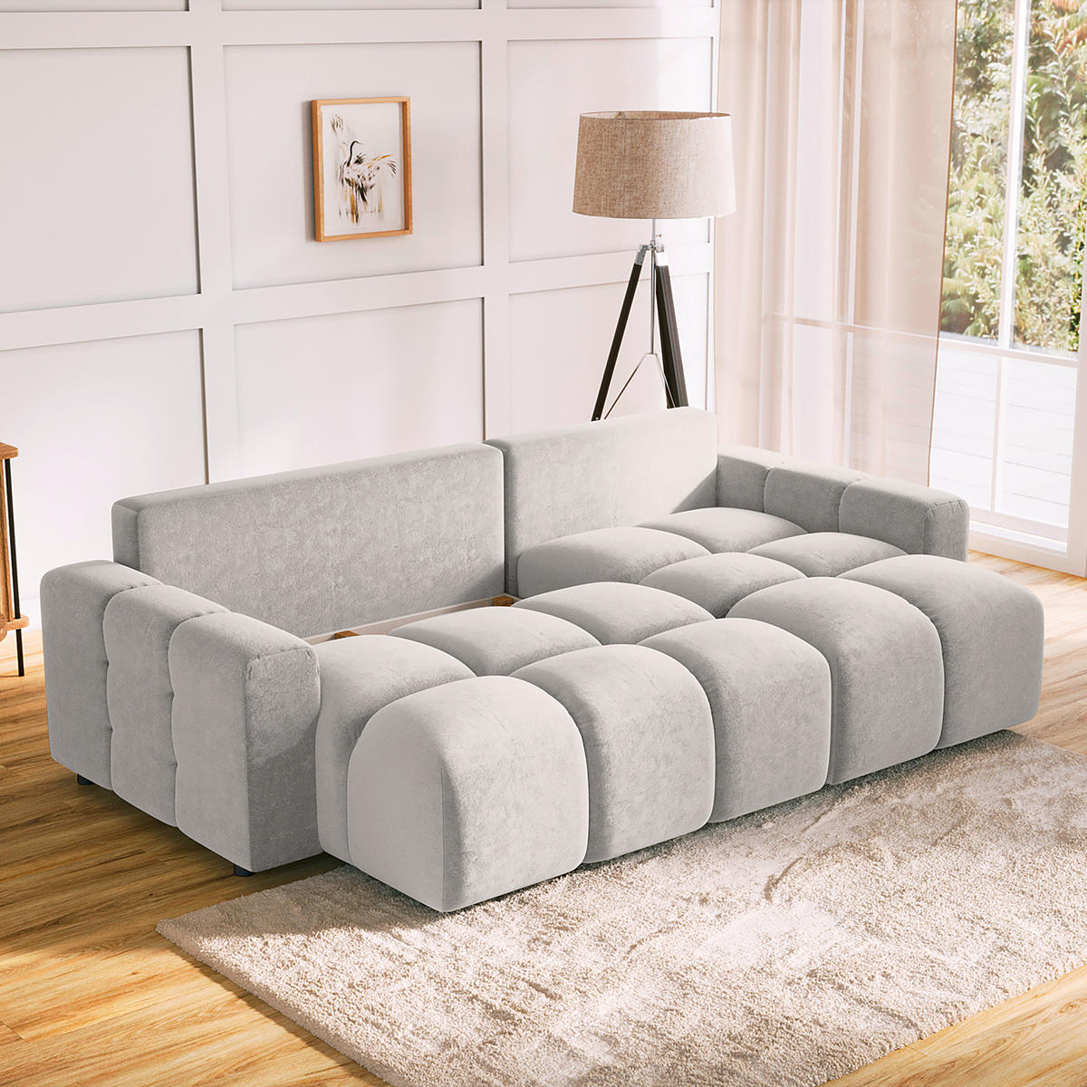 ECKSOFA in Mikrofaser Grau  - Schwarz/Grau, Design, Kunststoff/Textil (233/142cm) - Livetastic