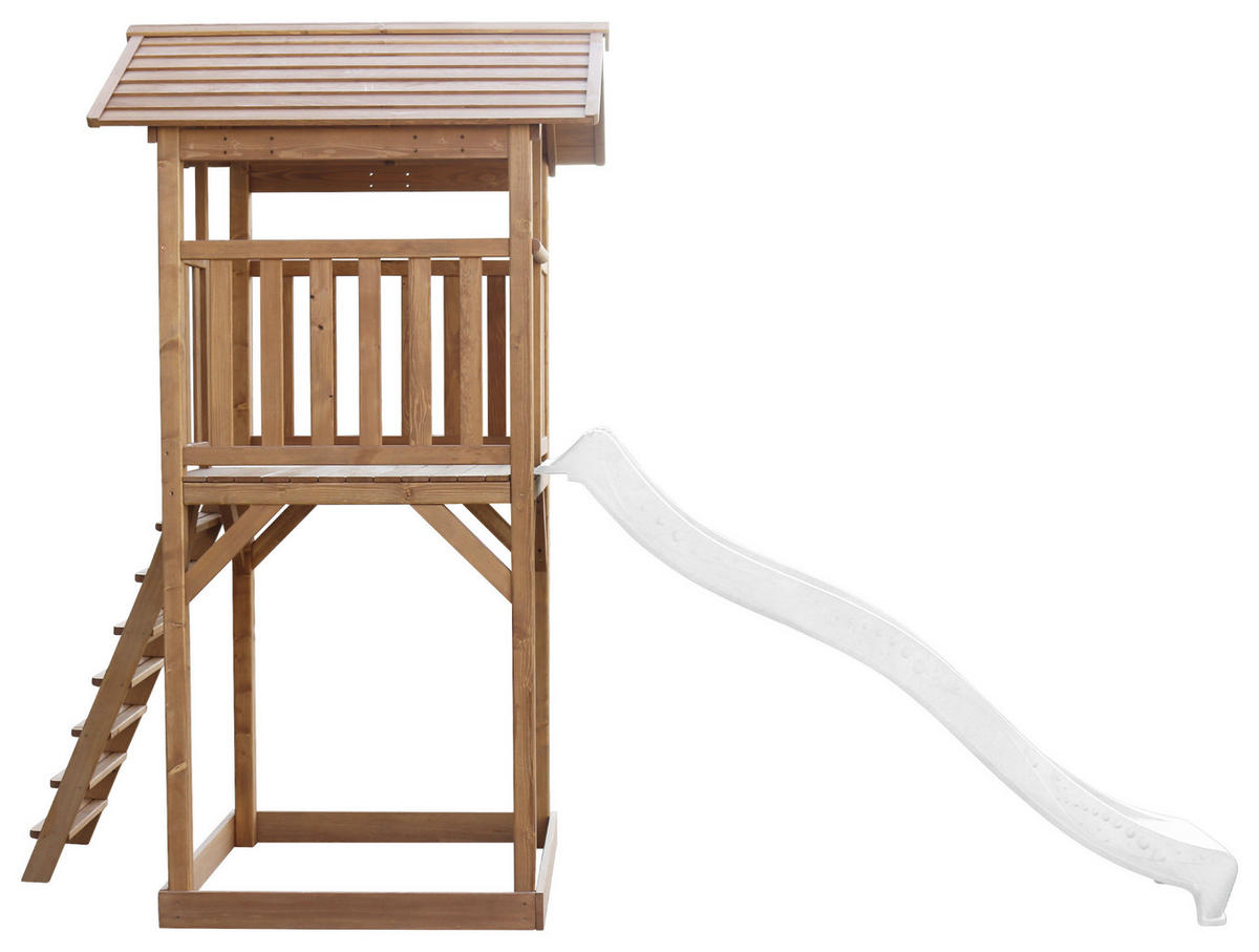 SPIELTURM 111,2/241,9/349 cm  - Braun/Weiß, KONVENTIONELL, Holz/Kunststoff (111,2/241,9/349cm) - Ambia Garden