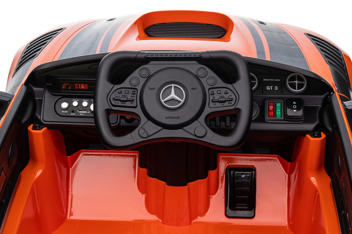 ELEKTRO-KINDERAUTO  - Schwarz/Orange, KONVENTIONELL, Kunststoff/Metall (115/58/29cm) - Atrigo
