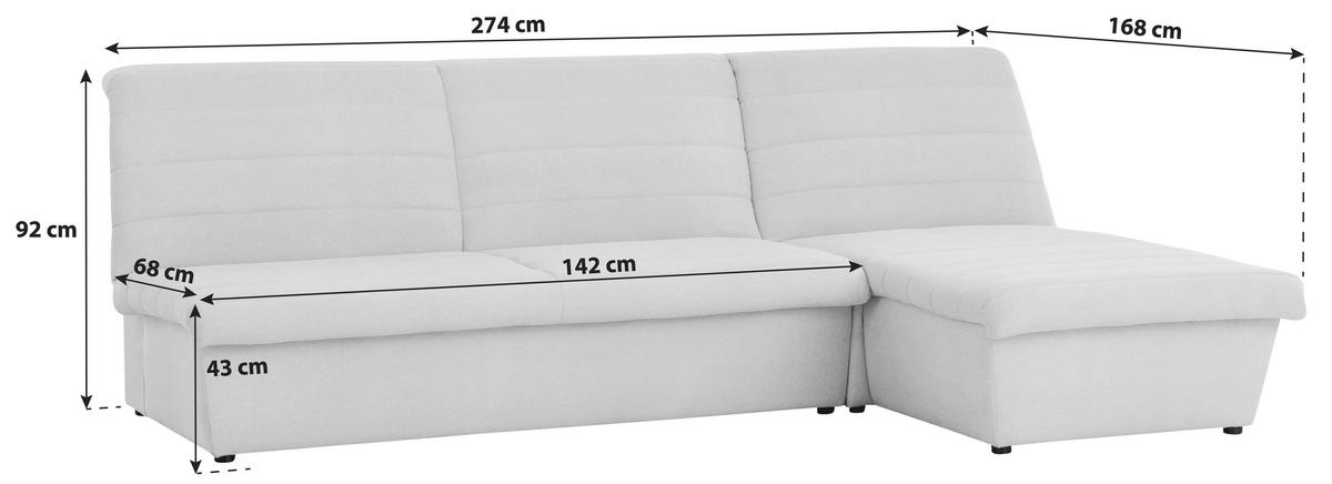 ECKSOFA in Webstoff Creme  274/168 cm  - Creme/Schwarz, Design, Kunststoff/Textil (274/168cm) - LOOKS by W.Joop