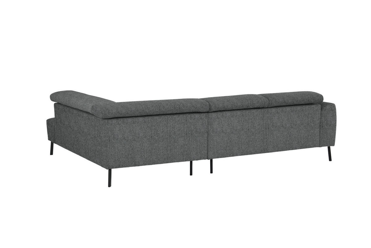 ECKSOFA in Webstoff Dunkelgrau  - Dunkelgrau/Schwarz, Design, Textil/Metall (280/205cm) - MID.YOU