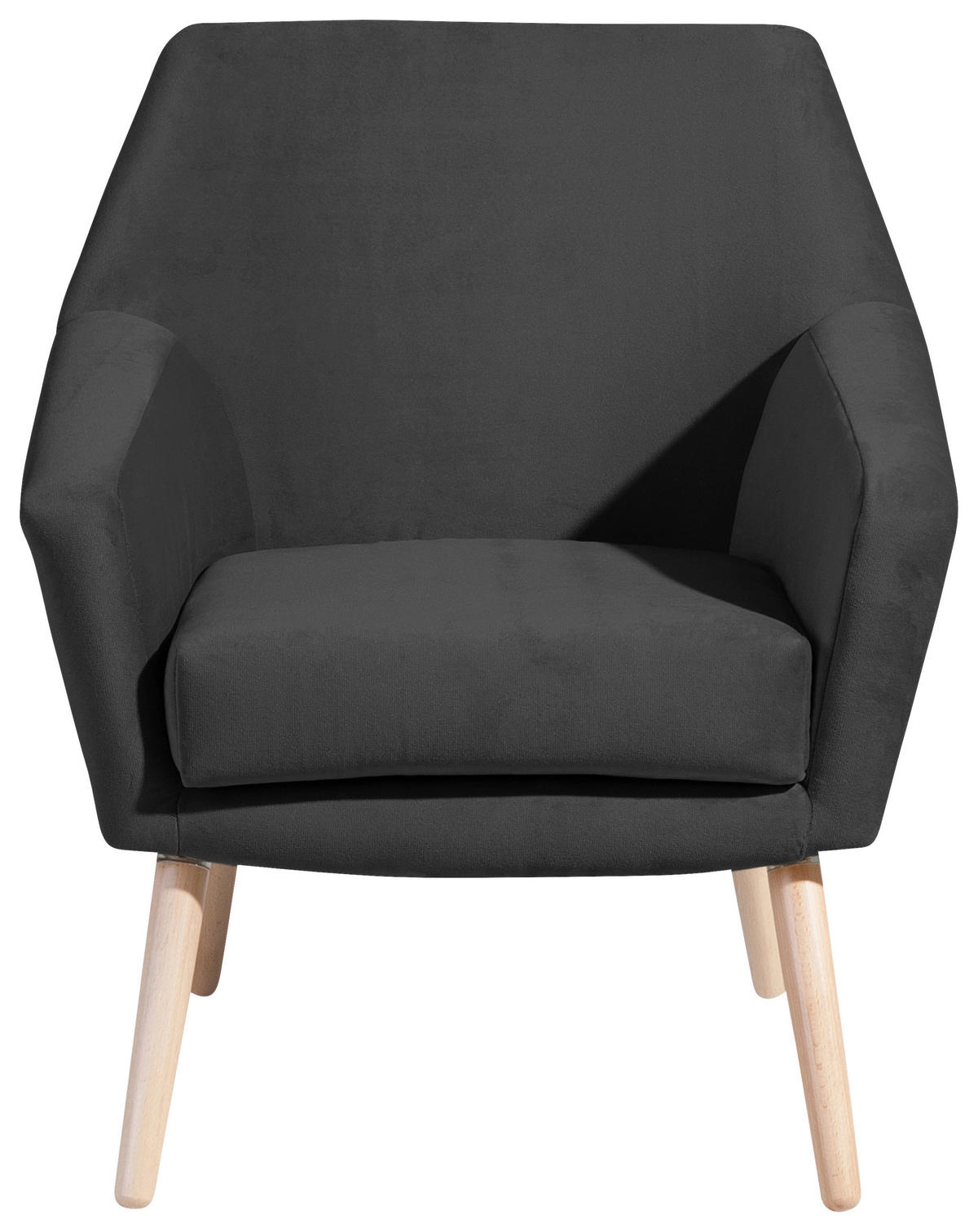 SESSEL in Samt, Velours Anthrazit, Buchefarben  - Anthrazit/Buchefarben, Design, Holz/Textil (67/81/71cm) - Max Winzer
