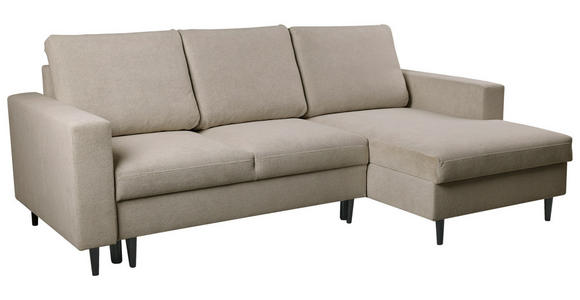 ECKSOFA  in Struktur Hellbraun  - Hellbraun/Schwarz, MODERN, Holz/Kunststoff (230/145cm) - Carryhome