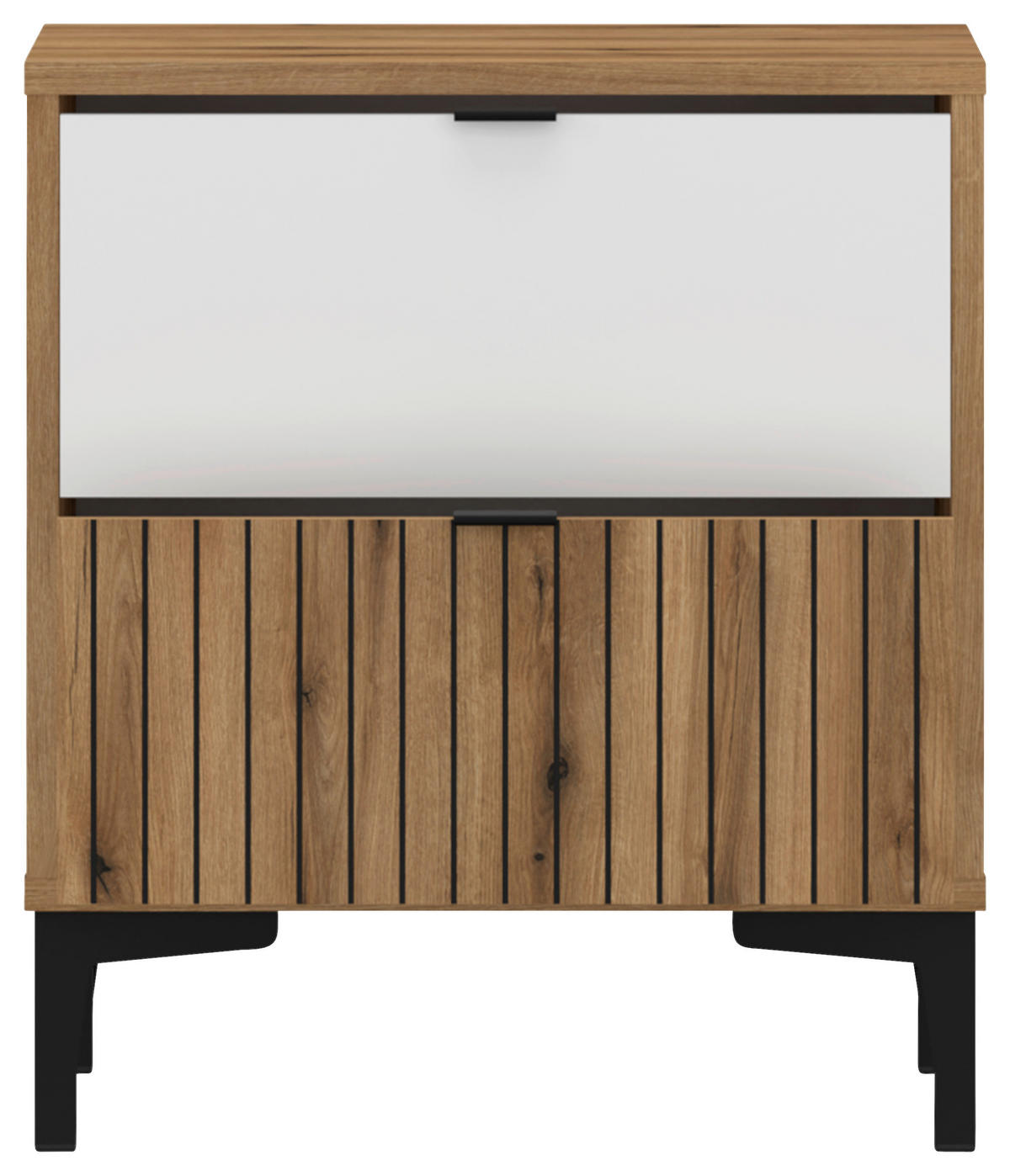NACHTSCHRANK 47,6/54/40 cm  - Eichefarben/Schwarz, MODERN, Holzwerkstoff/Kunststoff (47,6/54/40cm) - MID.YOU