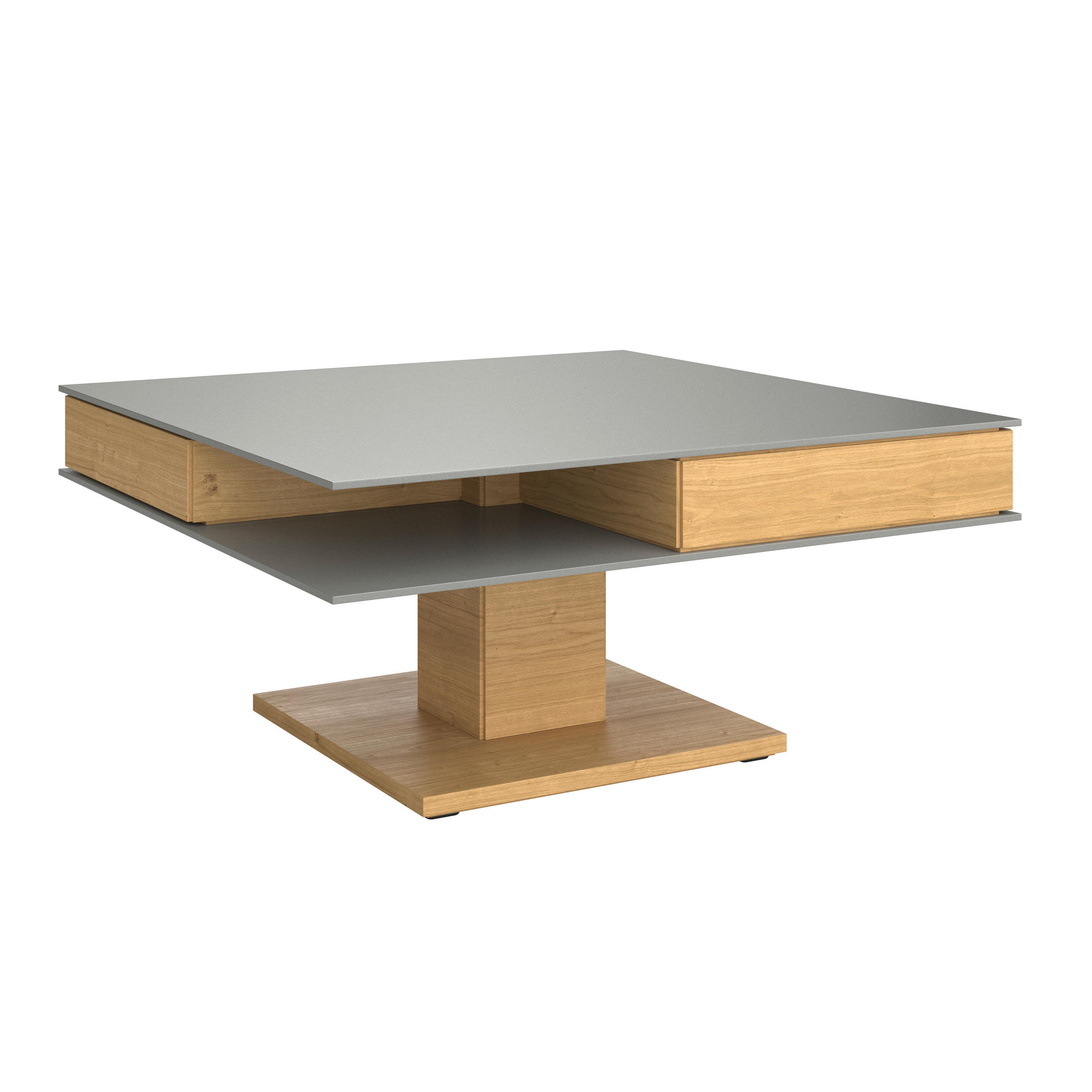 COUCHTISCH in Holz, Glas, Holzwerkstoff 90/90/43 cm  - Eichefarben/Grau, Design, Glas/Holz (90/90/43cm) - Voglauer