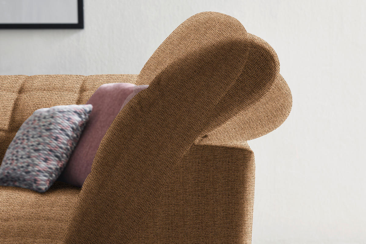 ECKSOFA in Webstoff Braun  302/216 cm  - Schwarz/Braun, Design, Holz/Textil (302/216cm) - Xora