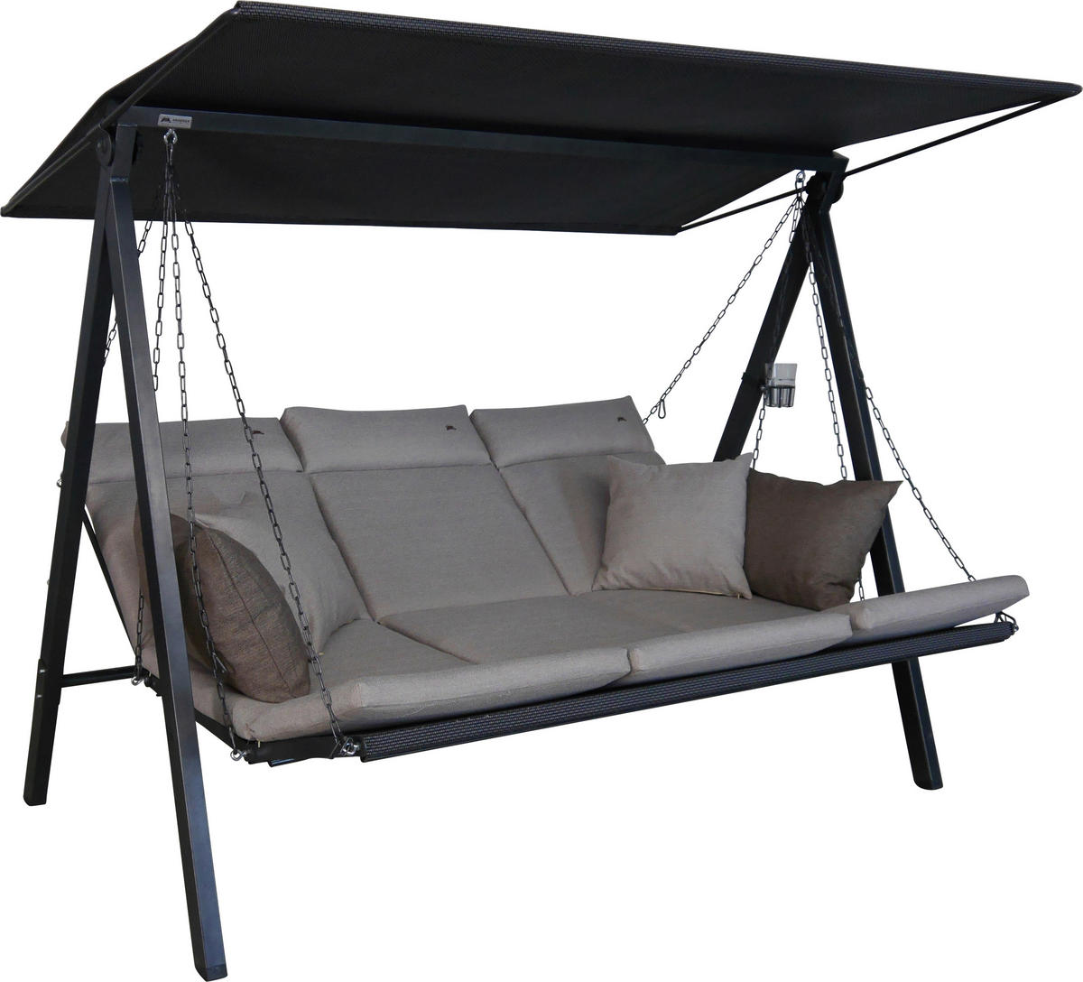HOLLYWOODSCHAUKEL 210/160/145 cm  - Sandfarben/Dunkelgrau, Basics, Textil/Metall (210/160/145cm) - Boxxx