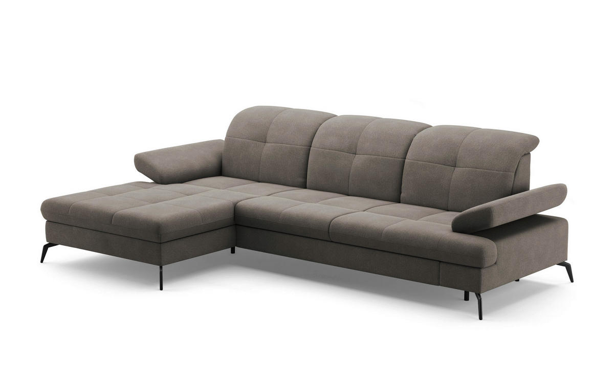 ECKSOFA in Flachgewebe Schlammfarben  - Schlammfarben/Schwarz, Konventionell, Textil/Metall (185/279cm) - Sit & More