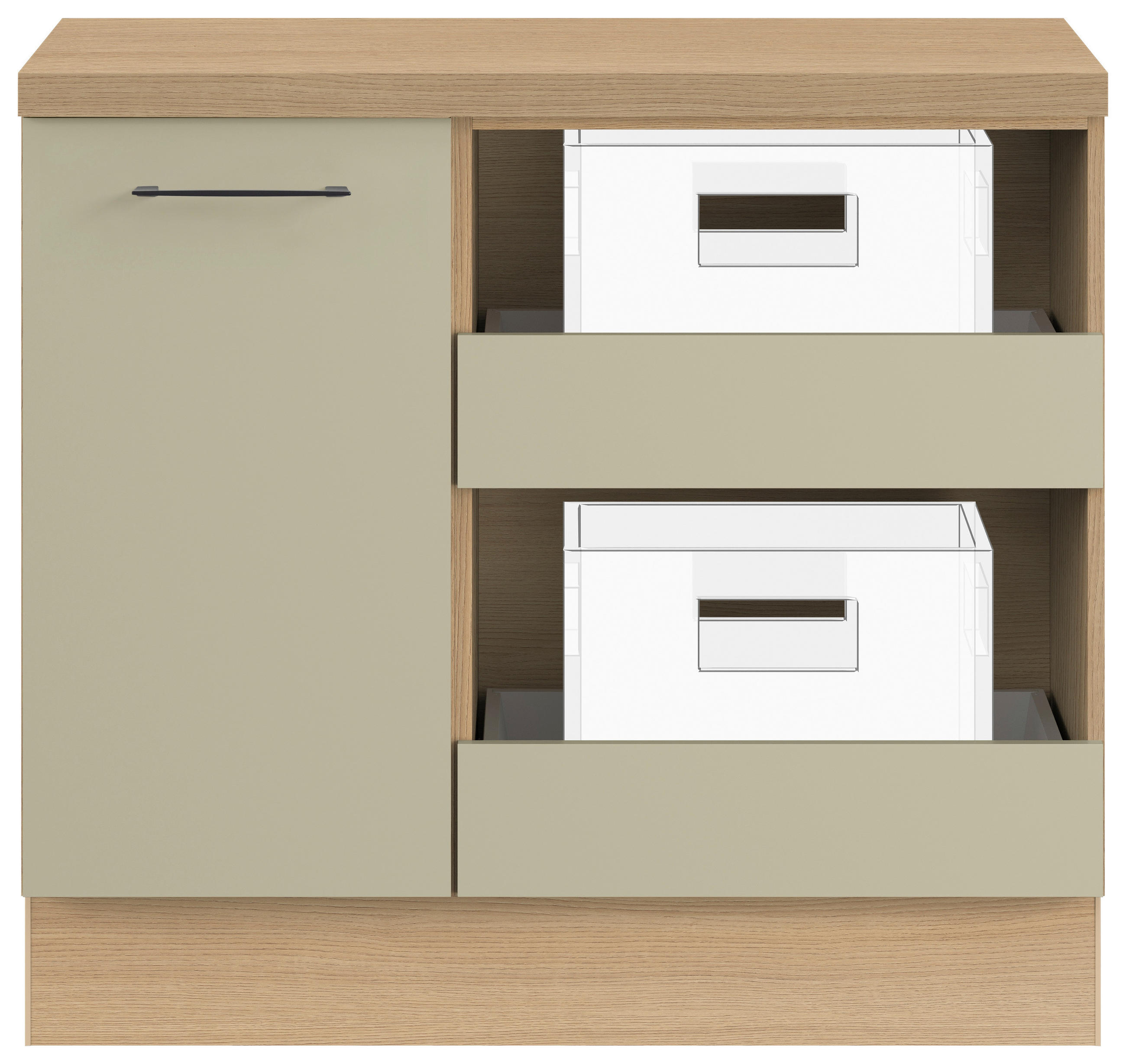 UNTERSCHRANK 100/91,8/58 cm   - Salbeigrün/Eichefarben, Basics, Holzwerkstoff/Metall (100/91,8/58cm) - Impuls