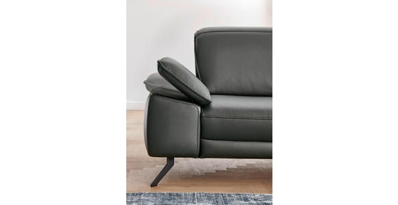 ECKSOFA Rivello Anthrazit Echtleder  - Anthrazit/Schwarz, Design, Leder/Metall (328/193cm) - Dieter Knoll