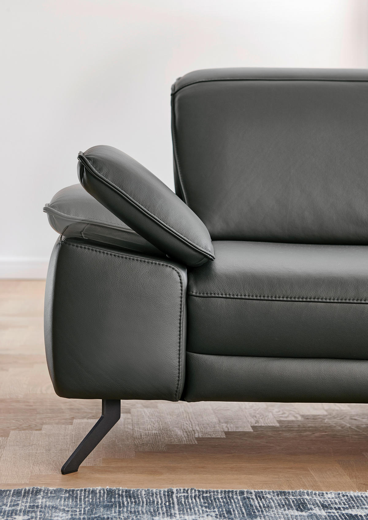 COLȚAR piele antracit  - antracit/negru, Design, metal/piele (328/193cm) - Dieter Knoll