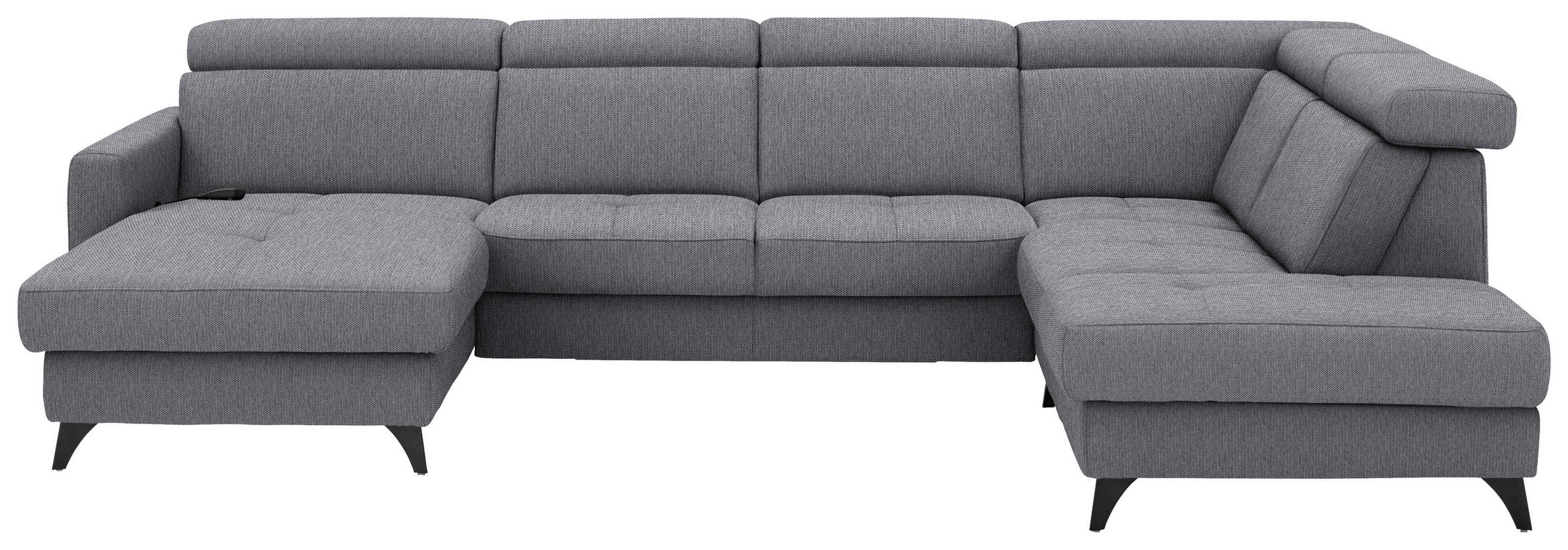 WOHNLANDSCHAFT Flachgewebe Grau  - Schwarz/Grau, Konventionell, Textil/Metall (174/333/215cm) - Beldomo System