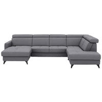 WOHNLANDSCHAFT Flachgewebe Grau  - Schwarz/Grau, Konventionell, Textil/Metall (174/333/215cm) - Beldomo System