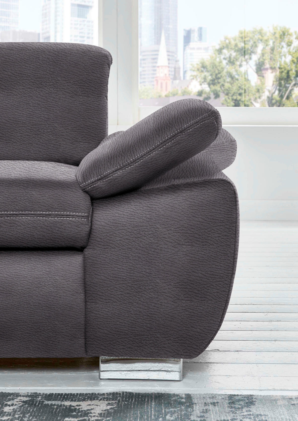 ECKSOFA in Mikrofaser Grau  260/320 cm  - Silberfarben/Grau, Design, Textil/Metall (260/320cm) - Beldomo Speed