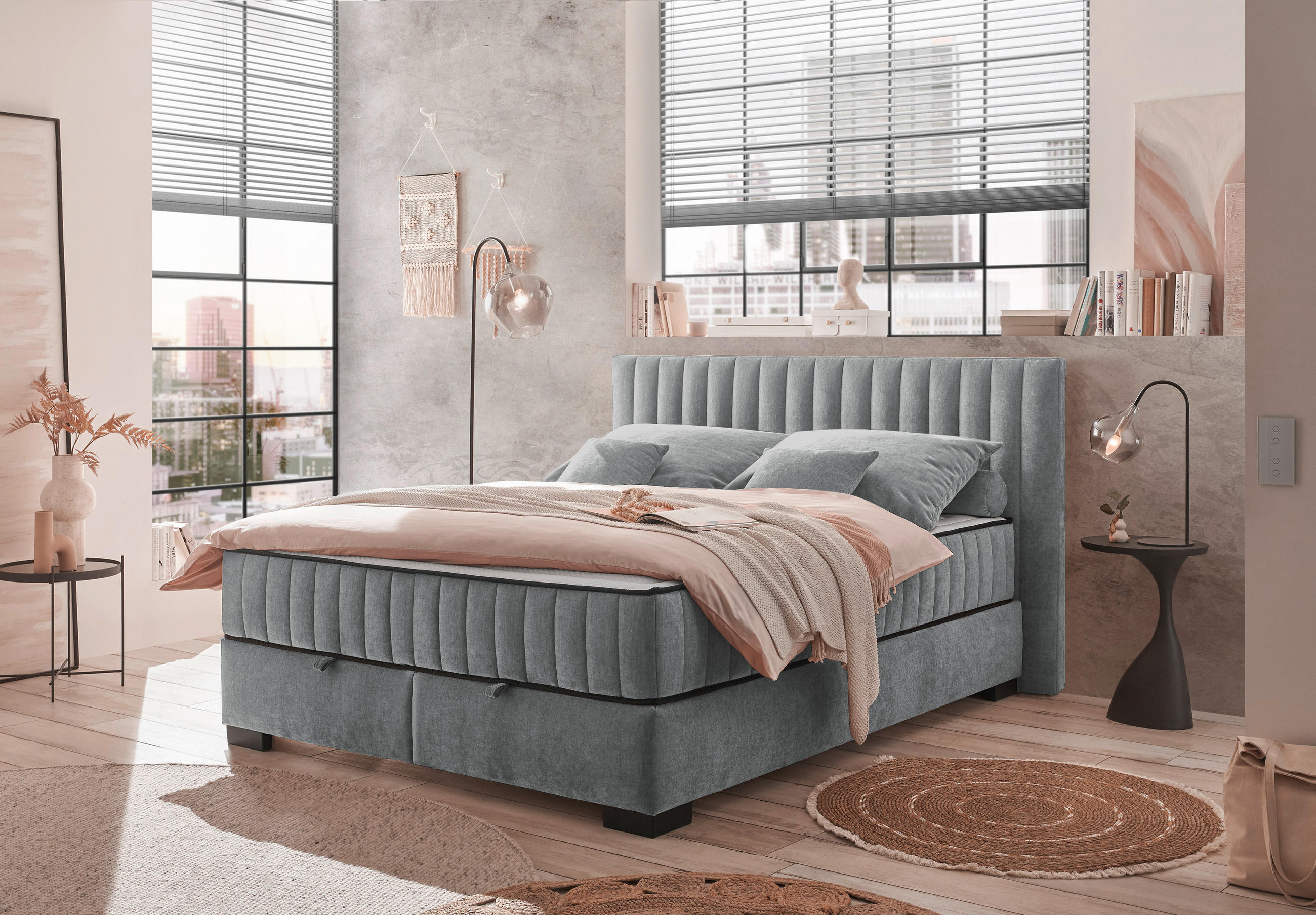 BOXBETT 160/200 cm  in Anthrazit  - Anthrazit/Schwarz, Modern, Holzwerkstoff/Kunststoff (160/200cm) - MID.YOU