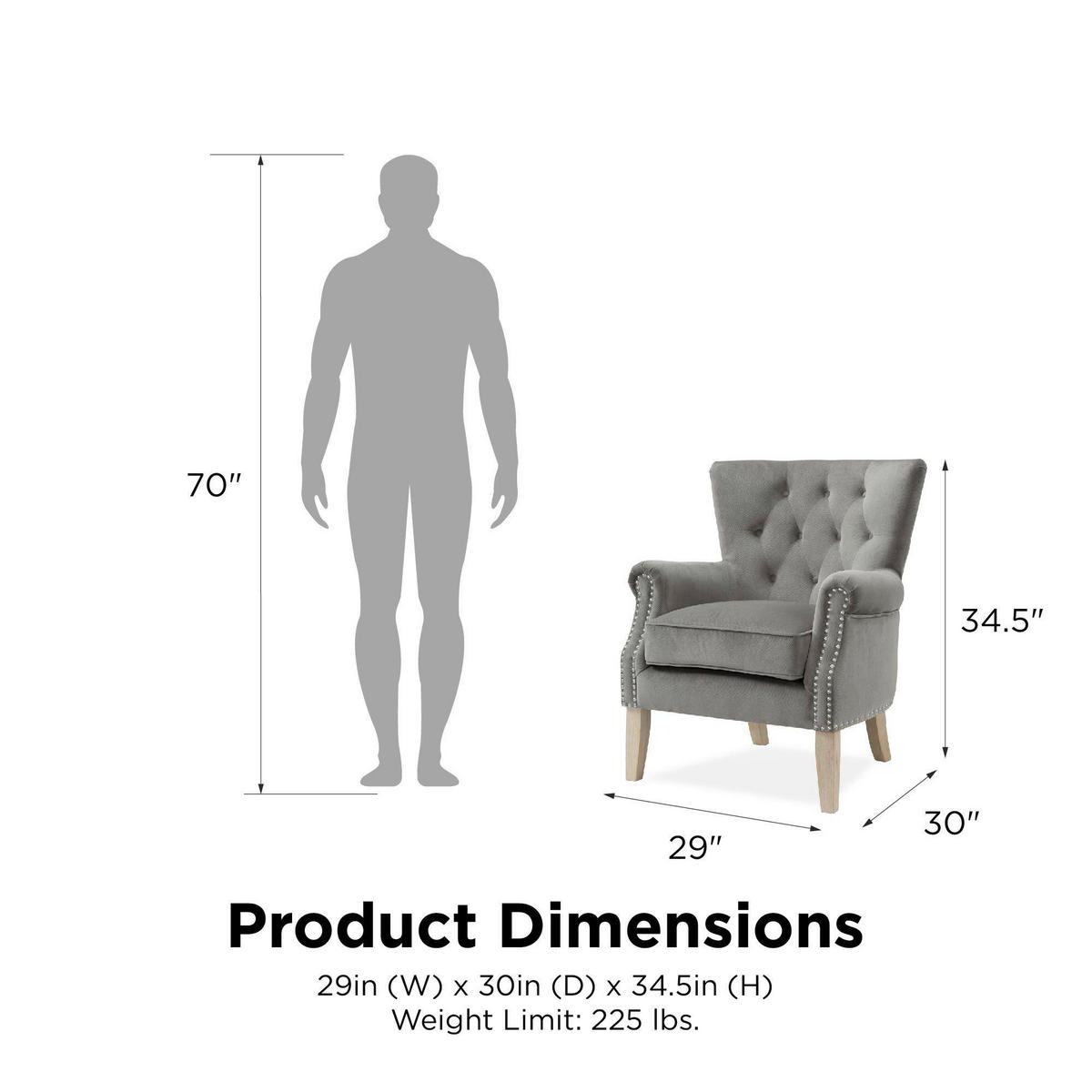 OHRENSESSEL Grau  - Grau, Design, Holz/Textil (73/86/75cm) - MID.YOU