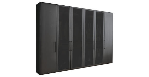DREHTÜRENSCHRANK 300/216/58 cm 6-türig Graphitfarben - Schwarz/Graphitfarben, Design, Glas/Holzwerkstoff (300/216/58cm) - Novel